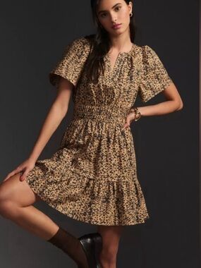 anthropologie textured shift mini dress Maeve Textured Denim Shift Dress